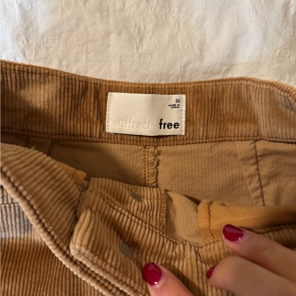 *SOLD* Aritzia Wilfred Free Tan Corduroy Button Down Mini Skirt - Picture 2 of 3